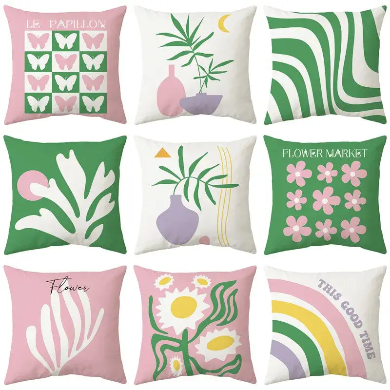 Modern floral butterfly pillowcase living room botanical decor