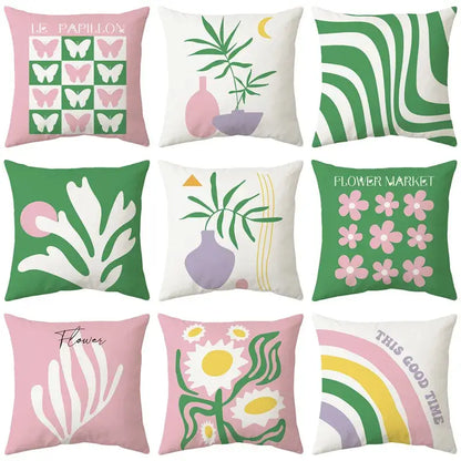 Modern floral butterfly pillowcase living room botanical decor