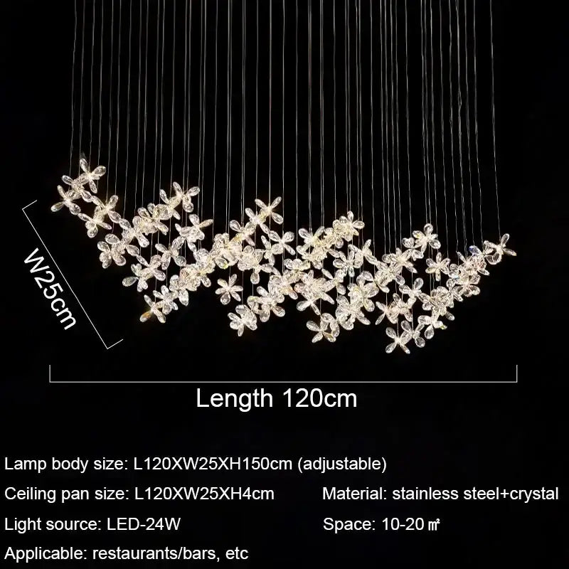 Modern floral crystal led chandelier for dining room