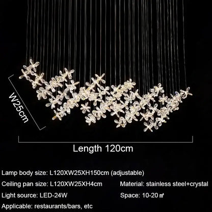 Modern floral crystal led chandelier for dining room