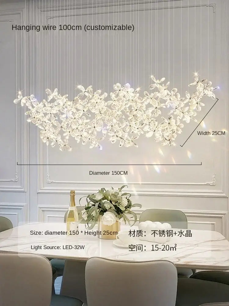 Modern floral crystal led chandelier for dining room