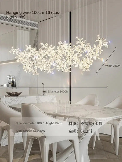 Modern floral crystal led chandelier for dining room