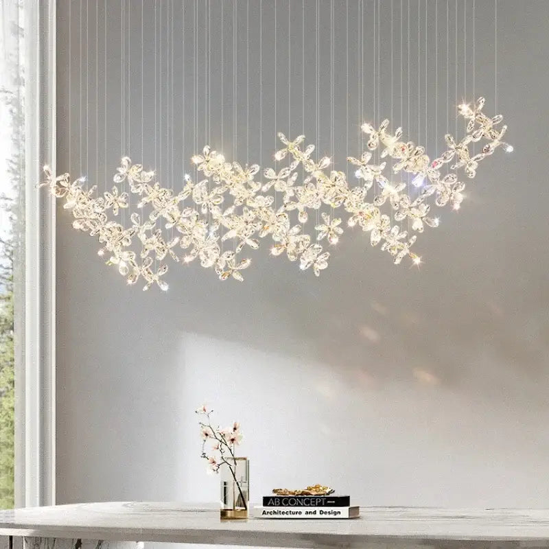Modern floral crystal led chandelier for dining room