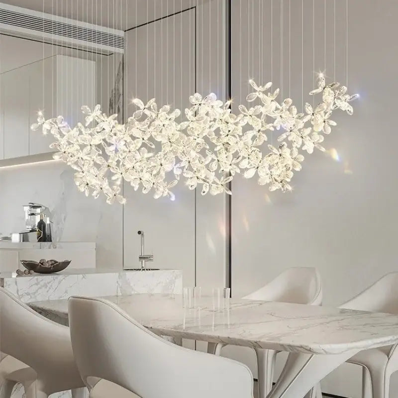 Modern floral crystal led chandelier for dining room