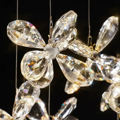 Modern floral crystal led chandelier for dining room