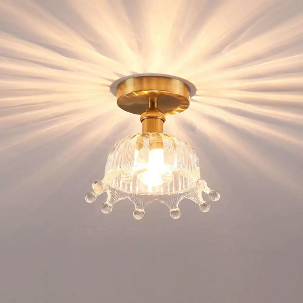 DecorBites™ Modern Floral Glass Ceiling Light - Elegant Single-Bulb Foyer Flush Fixture