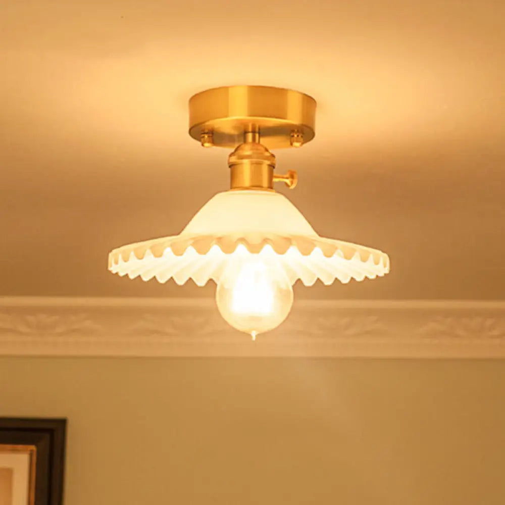 DecorBites™ Modern Floral Glass Ceiling Light - Elegant Single-Bulb Foyer Flush Fixture