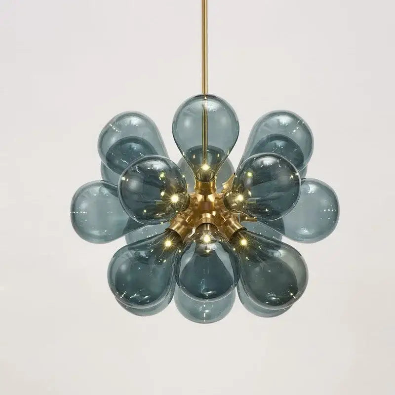 Modern floral teal glass ball pendant light – dining room kitchen