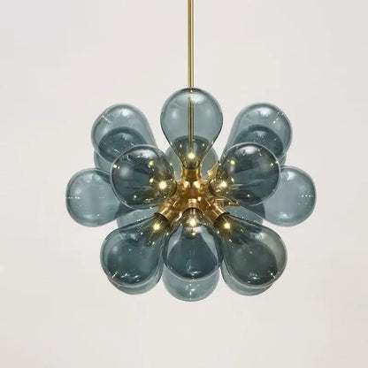 Modern floral teal glass ball pendant light – dining room kitchen