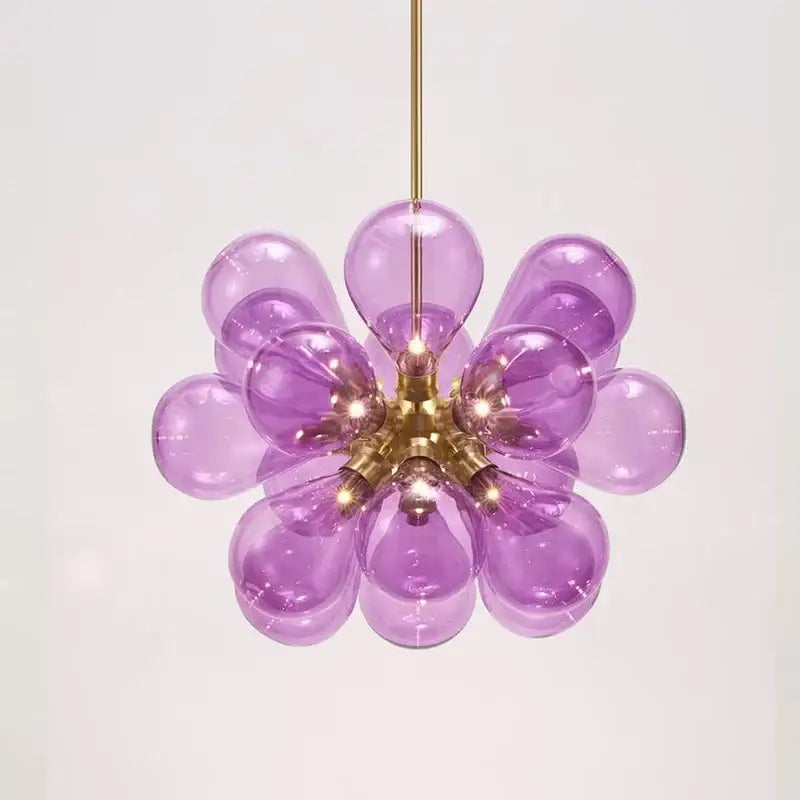 Modern floral teal glass ball pendant light – dining room kitchen