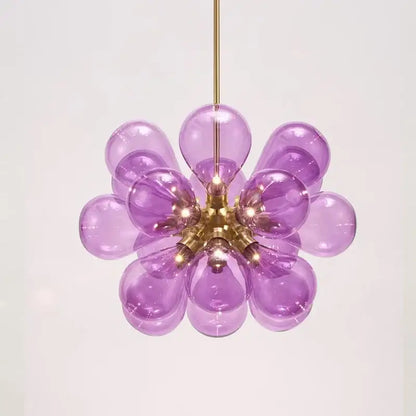 Modern floral teal glass ball pendant light – dining room kitchen