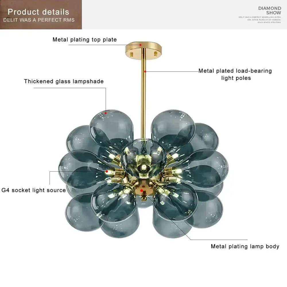 Modern floral teal glass ball pendant light – dining room kitchen