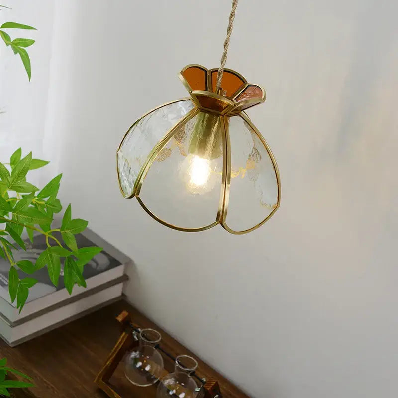 Modern flower white & amber clear glass led pendant light dining room