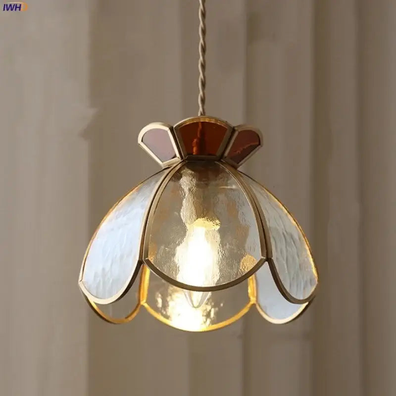 Modern flower white & amber clear glass led pendant light dining room