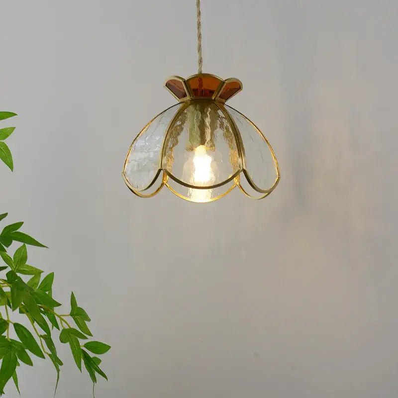 Modern flower white & amber clear glass led pendant light dining room