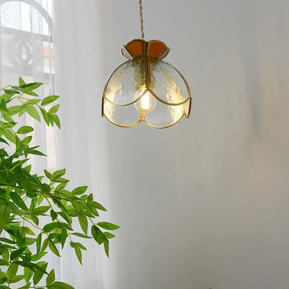Modern flower white & amber clear glass led pendant light dining room
