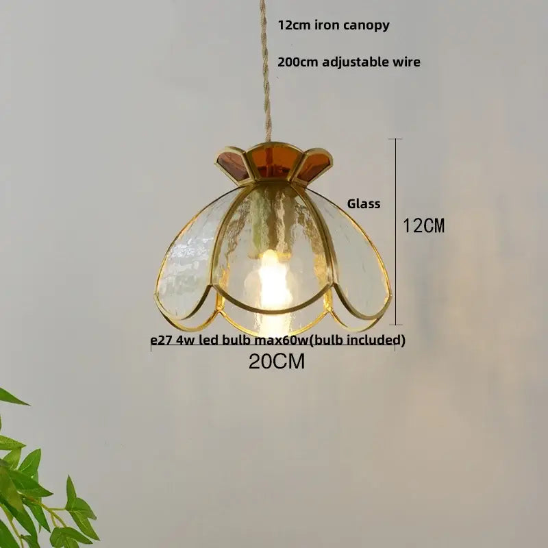 Modern flower white & amber clear glass led pendant light dining room