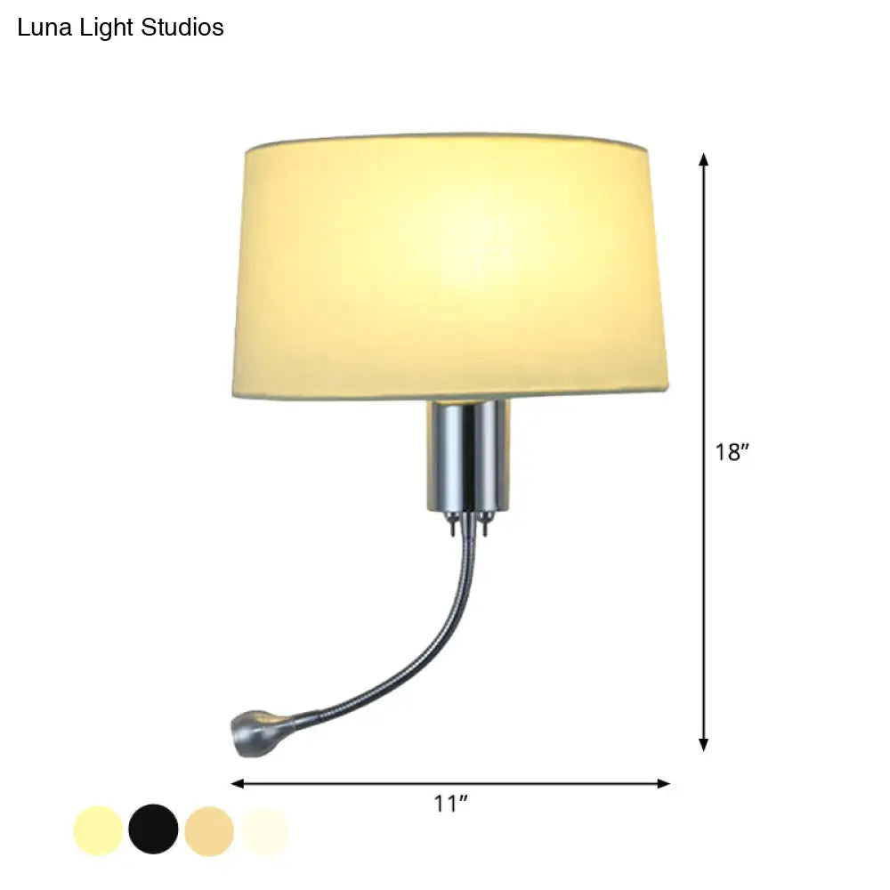 DecorBites™ Modern Flush Wall Sconce with Half-Empire Shade - 1 Head Bedroom Spotlight Wall Lamp for Reading - Black/Beige/White