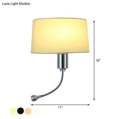 DecorBites™ Modern Flush Wall Sconce with Half-Empire Shade - 1 Head Bedroom Spotlight Wall Lamp for Reading - Black/Beige/White