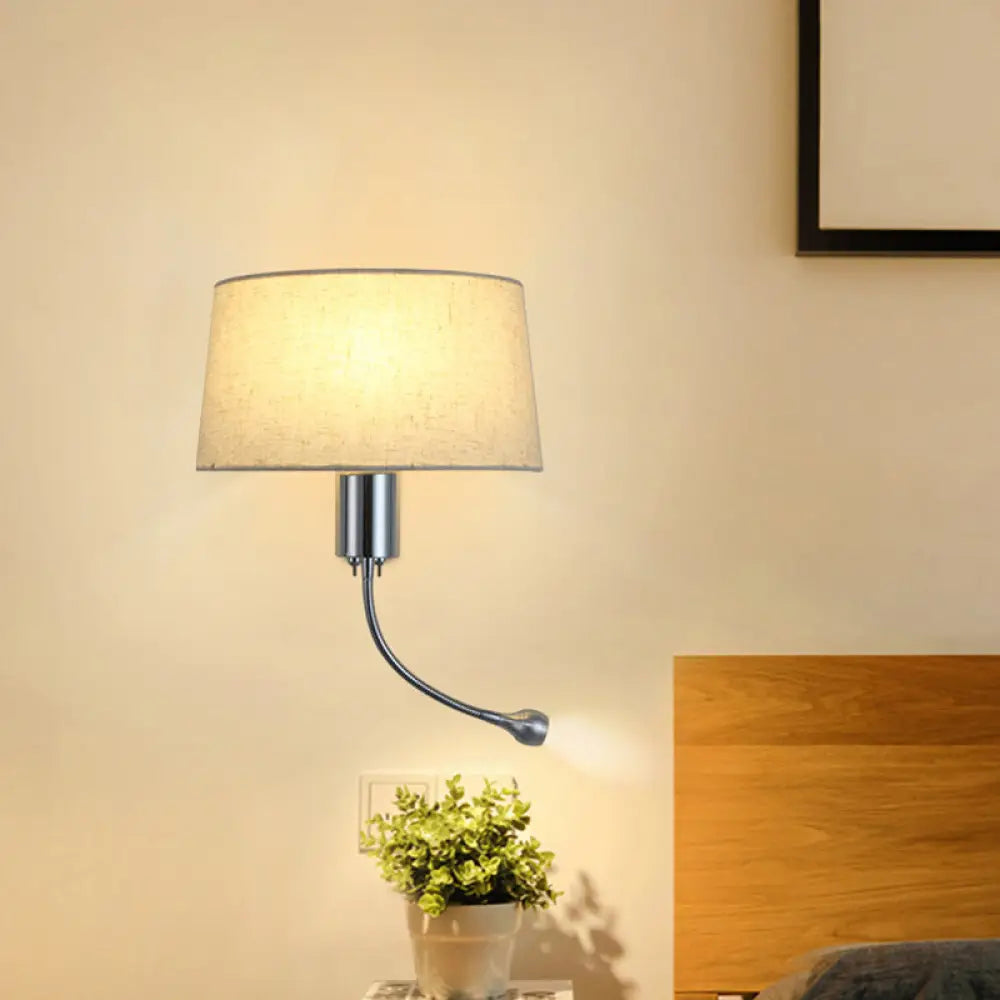 DecorBites™ Modern Flush Wall Sconce with Half-Empire Shade - 1 Head Bedroom Spotlight Wall Lamp for Reading - Black/Beige/White