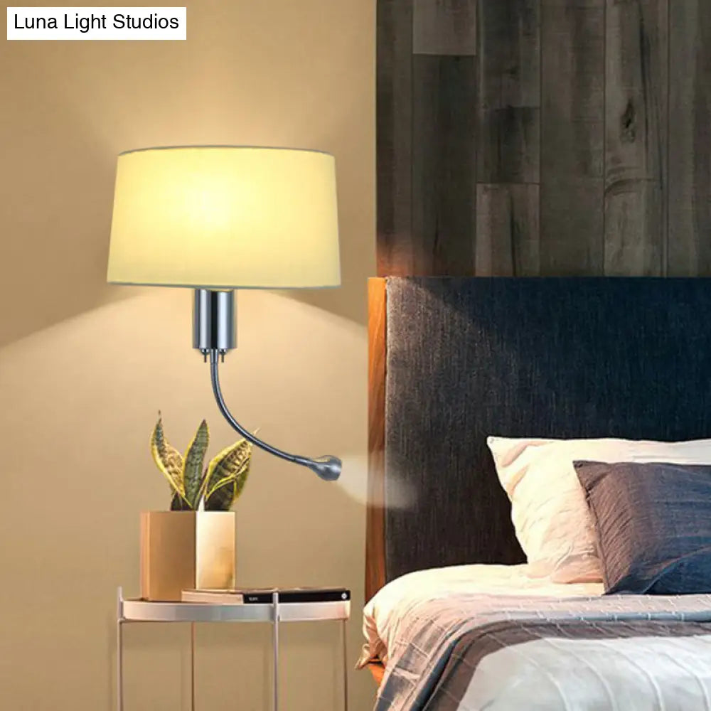 DecorBites™ Modern Flush Wall Sconce with Half-Empire Shade - 1 Head Bedroom Spotlight Wall Lamp for Reading - Black/Beige/White