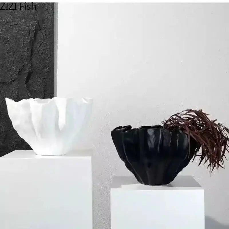 Modern fluted black resin bud vase bedroom floral decor