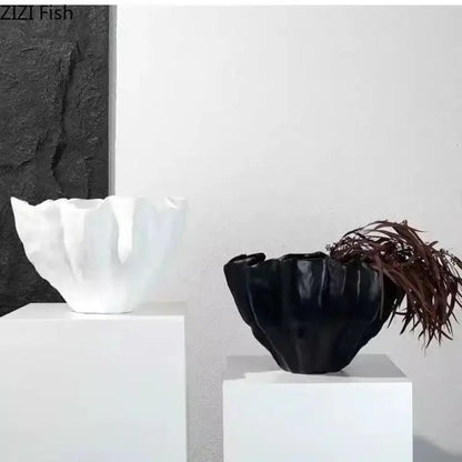 Modern fluted black resin bud vase bedroom floral decor