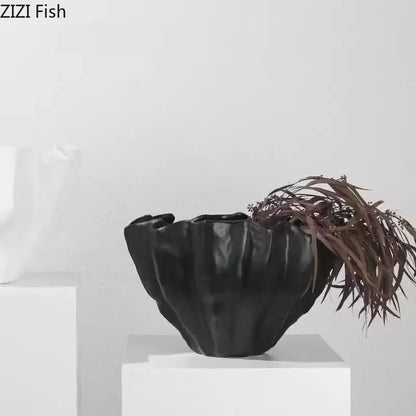 Modern fluted black resin bud vase bedroom floral decor