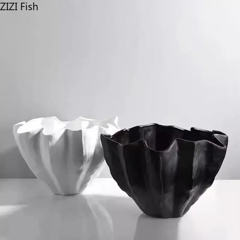 Modern fluted black resin bud vase bedroom floral decor