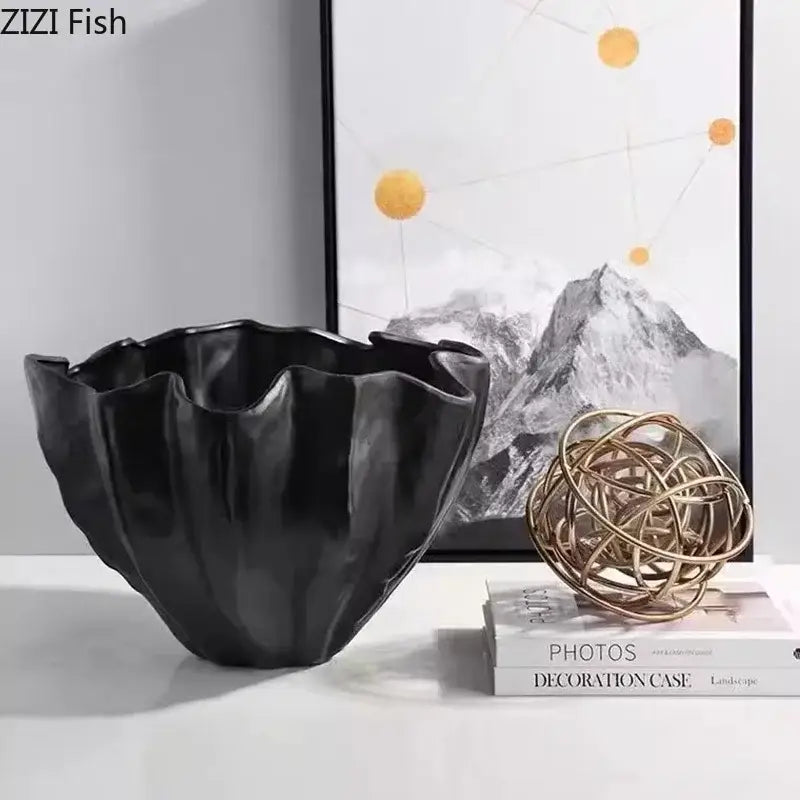 Modern fluted black resin bud vase bedroom floral decor