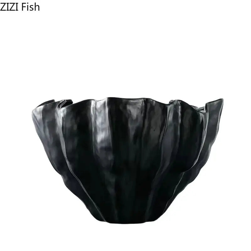 Modern fluted black resin bud vase bedroom floral decor
