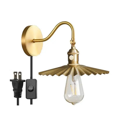 Modern fluted brass adjustable copper wall sconce bedroom light