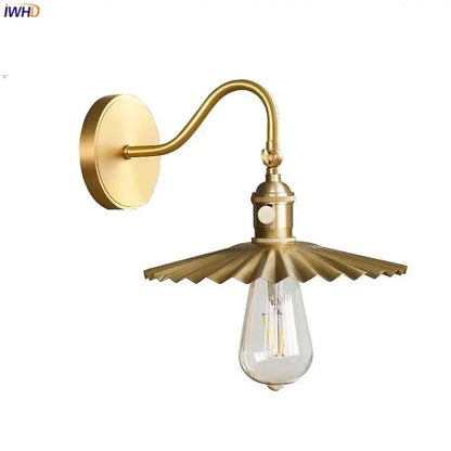 Modern fluted brass adjustable copper wall sconce bedroom light