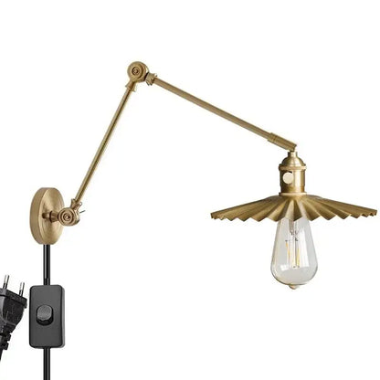 Modern fluted brass adjustable copper wall sconce bedroom light