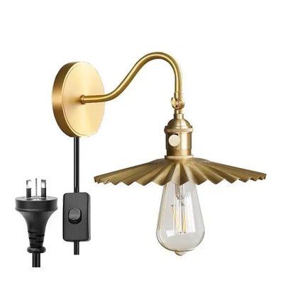 Modern fluted brass adjustable copper wall sconce bedroom light