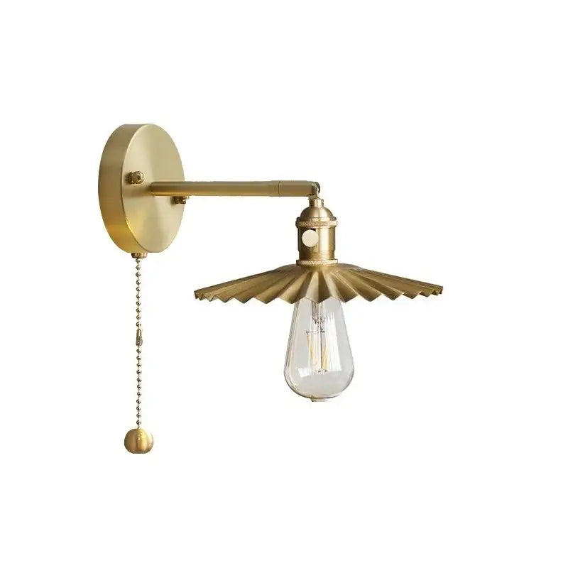 Modern fluted brass adjustable copper wall sconce bedroom light