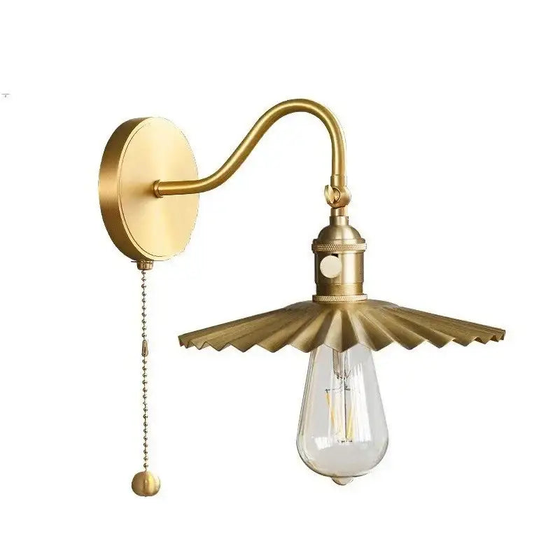 Modern fluted brass adjustable copper wall sconce bedroom light