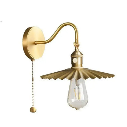 Modern fluted brass adjustable copper wall sconce bedroom light