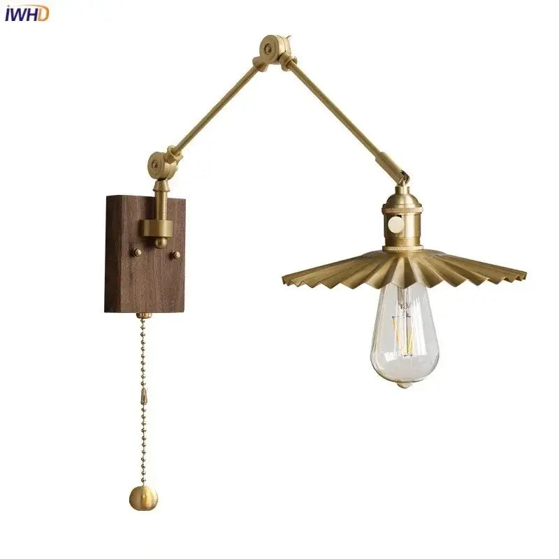 Modern fluted brass adjustable copper wall sconce bedroom light
