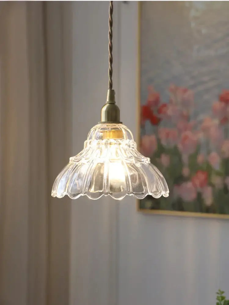 Modern fluted brass glass pendant light for dining room