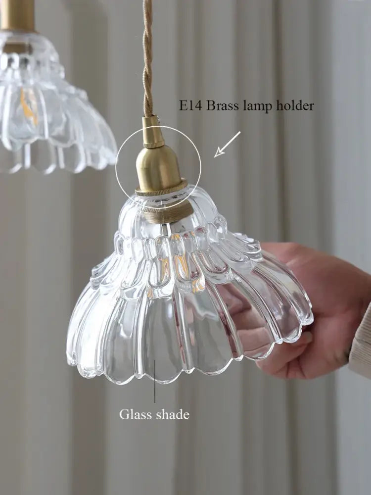 Modern fluted brass glass pendant light for dining room