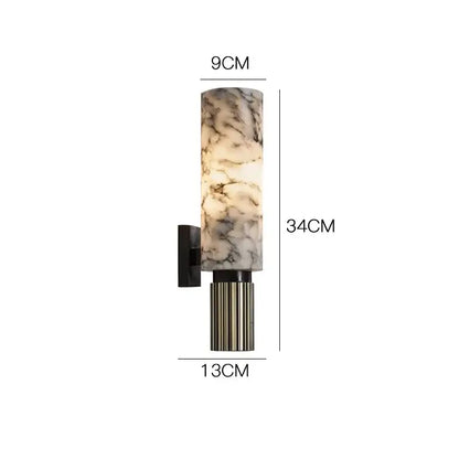 Modern fluted dolomite marble wall light bedroom sconce pair