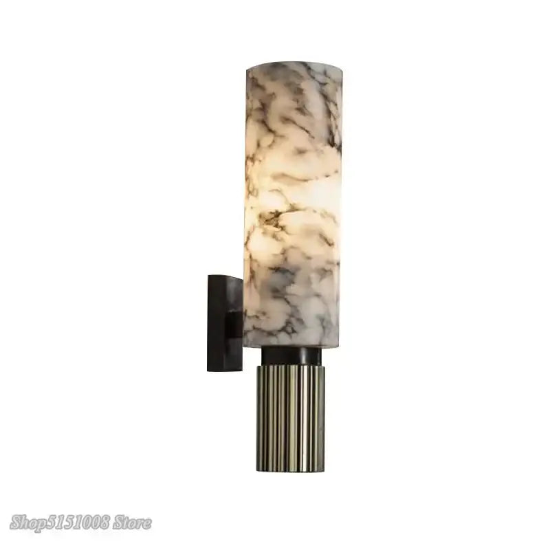 Modern fluted dolomite marble wall light bedroom sconce pair