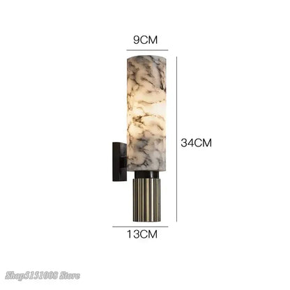 Modern fluted dolomite marble wall light bedroom sconce pair