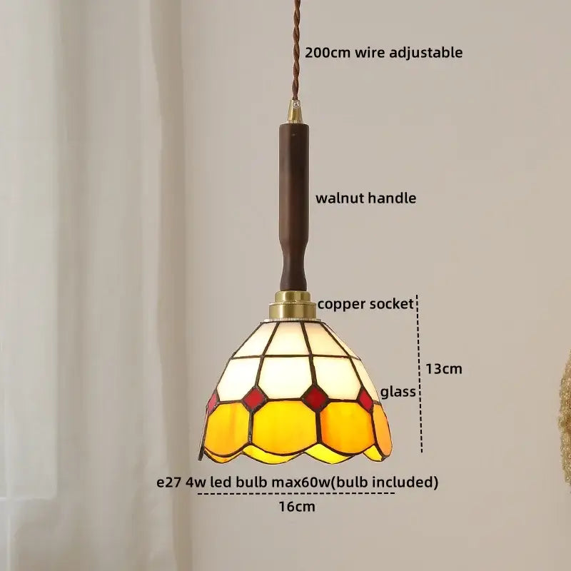 Modern fluted yellow glass pendant light dining room led walnut copper