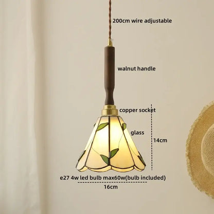 Modern fluted yellow glass pendant light dining room led walnut copper