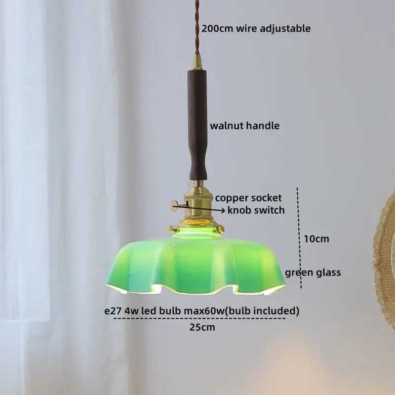 Modern fluted yellow glass pendant light dining room led walnut copper
