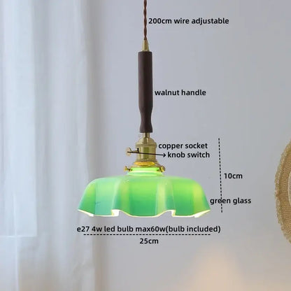 Modern fluted yellow glass pendant light dining room led walnut copper