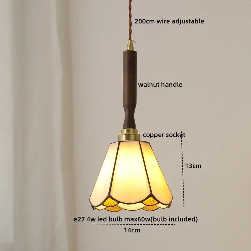 Modern fluted yellow glass pendant light dining room led walnut copper