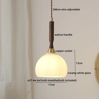 Modern fluted yellow glass pendant light dining room led walnut copper